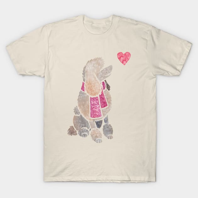 Watercolour Poodle T-Shirt by animalartbyjess